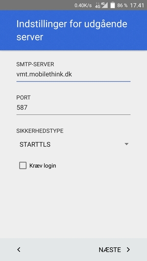 Fjern markeringen i tjekboksen Kræv login og vælg SIKKERHEDSTYPE
