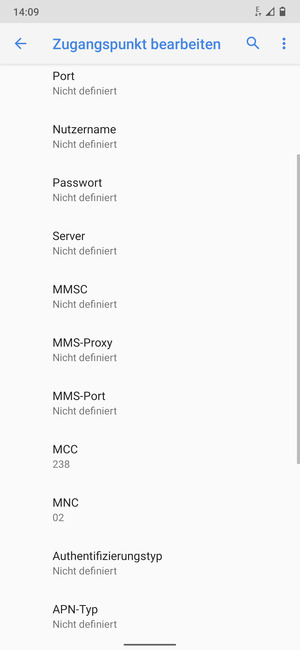 Scrollen Sie nach unten und geben Sie MMS-Informationen ein