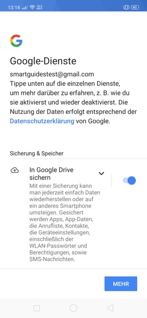Wählen Sie MEHR