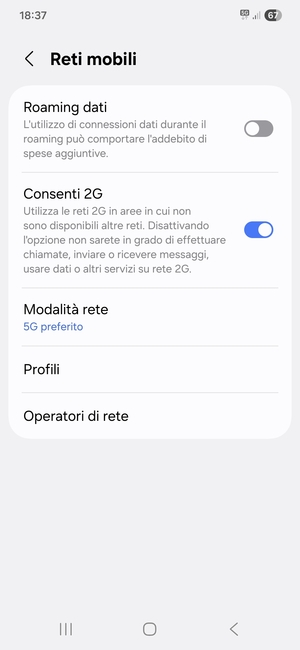 Seleziona Profili