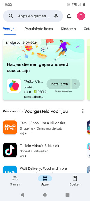 Selecteer de zoekbalk