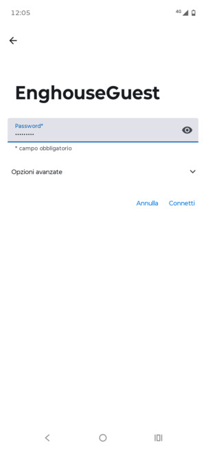 Inserisci la password del Wi-Fi e seleziona Connetti