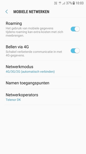 Schakel Roaming in of uit