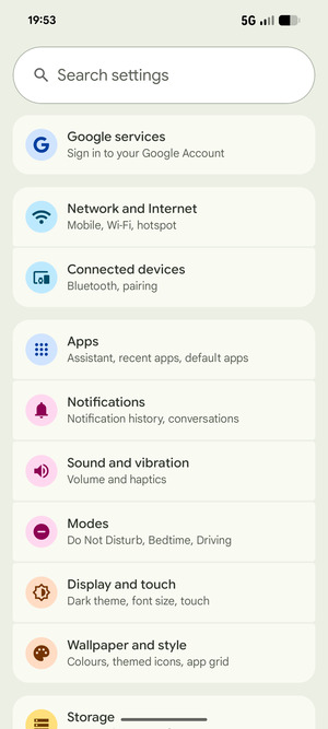 Select Network and Internet