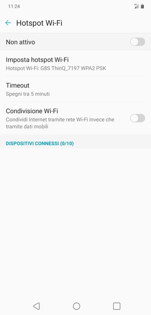 Seleziona Imposta hotspot Wi-Fi