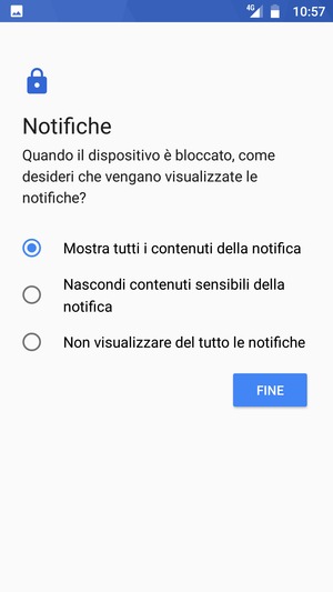 Seleziona la tua opzione preferita e poi FINE
