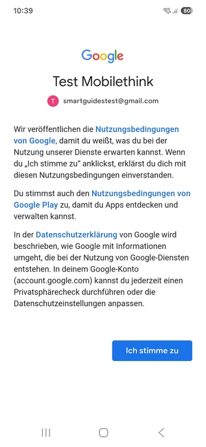 Wählen Sie Ich stimme zu