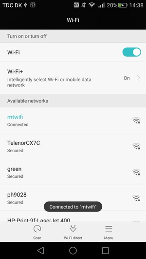 You are now connected to the Wi-Fi network