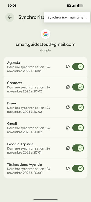 Sélectionnez Synchroniser maintenant