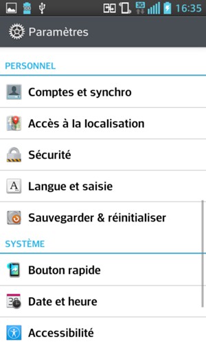 Sélectionnez Comptes et synchro