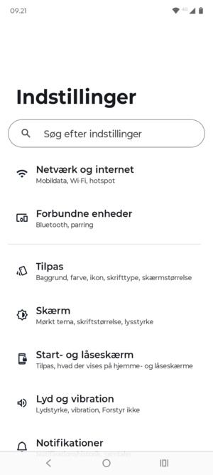 Vælg Netværk og internet