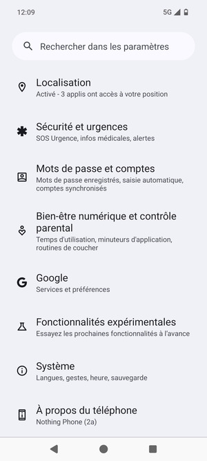 Faites défiler et sélectionnez Système