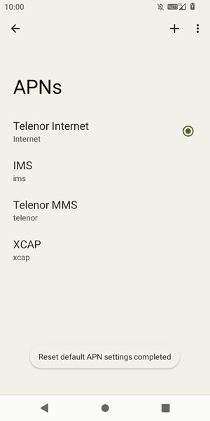 Your phone will reset to default Internet and MMS settings