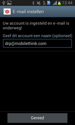 Geef uw account een naam en selecteer Gereed
