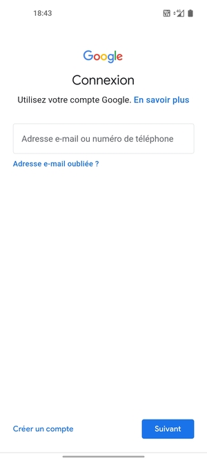 Saisissez votre adresse Gmail et sélectionnez Suivant