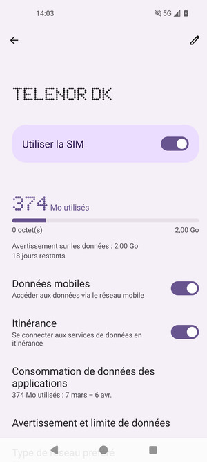 Activer ou désactiver Itinérance