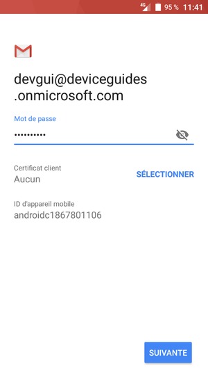Saisissez votre mot de passe et sélectionnez SUIVANTE