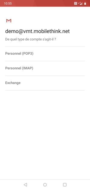 Sélectionnez Personnel (POP3) ou Personnel (IMAP)