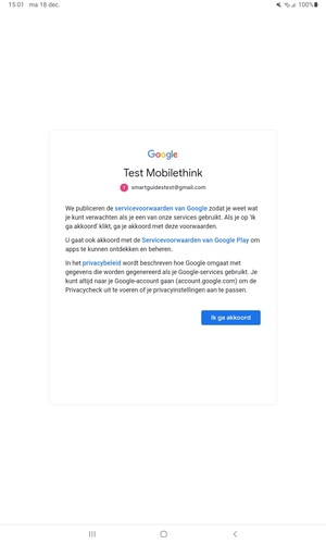 Selecteer Ik ga akkoord