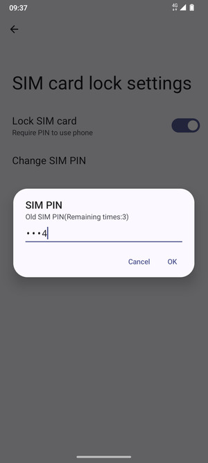 Enter Old SIM PIN and select OK