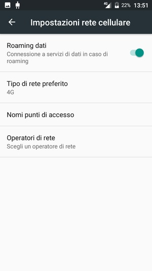 Attiva o disattiva Roaming dati