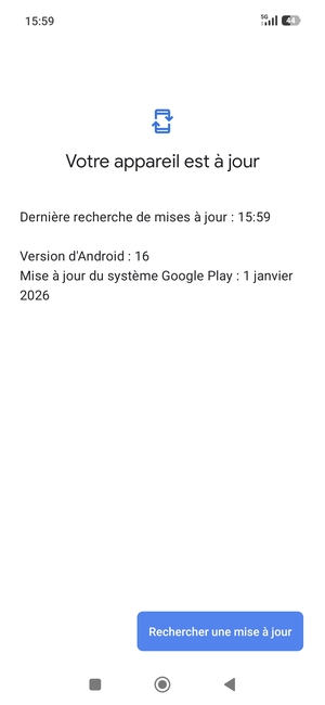 Si votre téléphone est à jour, vous verrez l'écran suivant