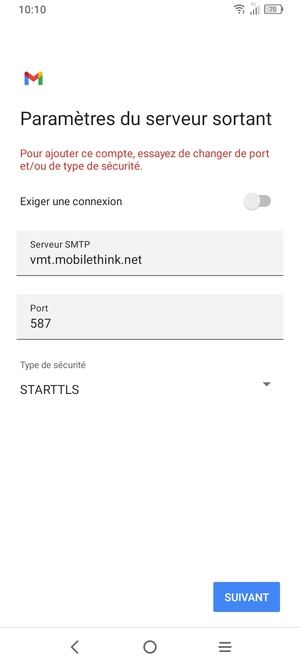 Sélectionnez Type de sécurité