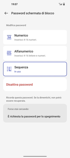 Il tuo telefono è ora protetto dal blocco schermo