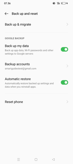 Select Backup accounts