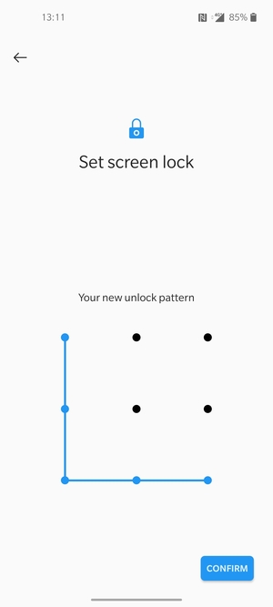 Draw the unlock pattern again and select CONFIRM