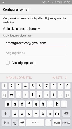 Indtast din Gmail adresse og vælg Næste