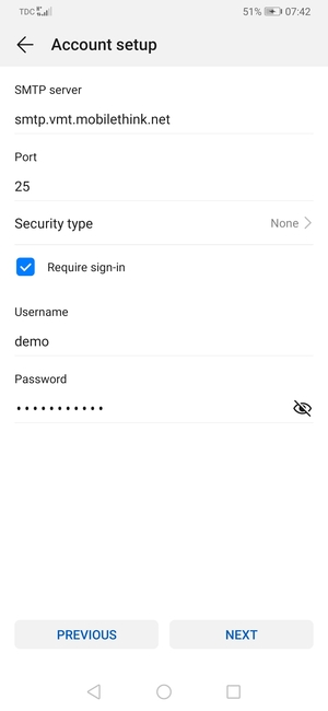 Enter Outgoing server address