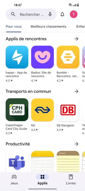 Sélectionnez la barre de Recherche