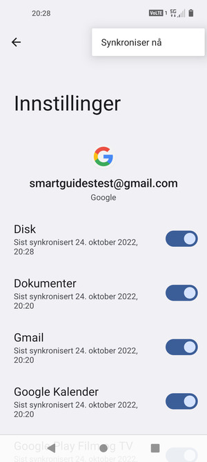 Velg Synkroniser nå