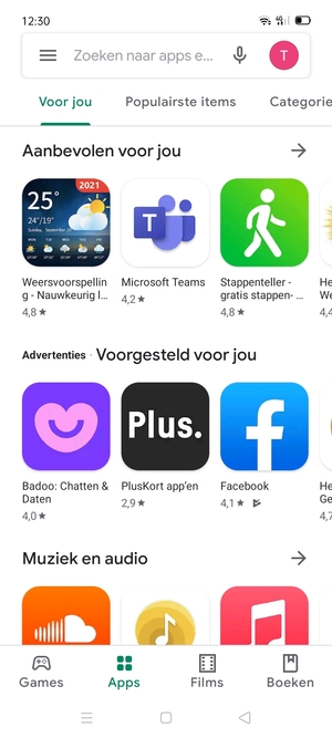 Selecteer de zoekbalk