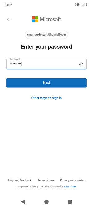 Enter your password and select Next