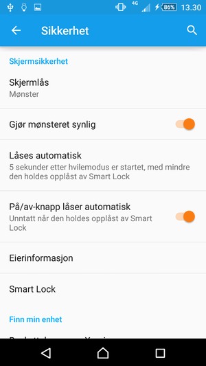 Velg Skjermlås