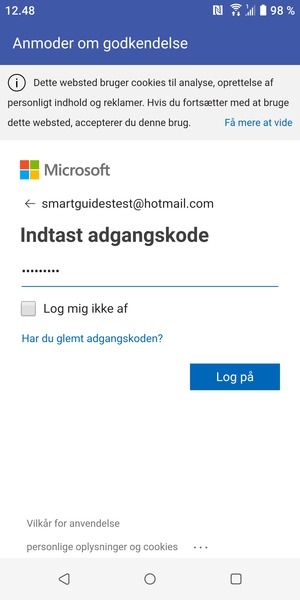 Indtast din adgangskode og vælg Log på