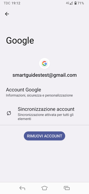Seleziona Sincronizzazione account
