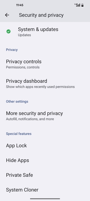 Scroll to and select More security and privacy