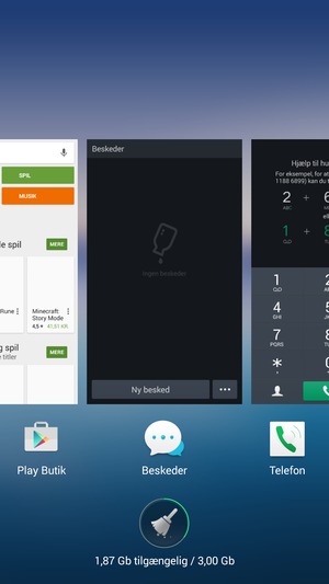 Vælg Slet-ikonet for at lukke alle åbne apps