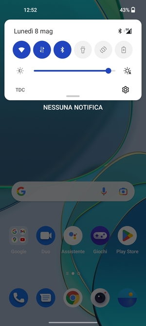 Scorri nuovamente verso il basso il menu in alto