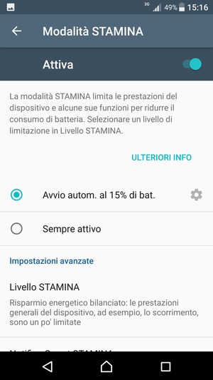 Attiva Modalità STAMINA