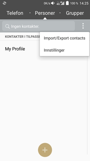 Velg Import/Export contacts