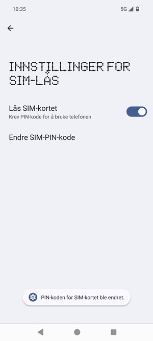 Din PIN-kode for SIM-kort er endret