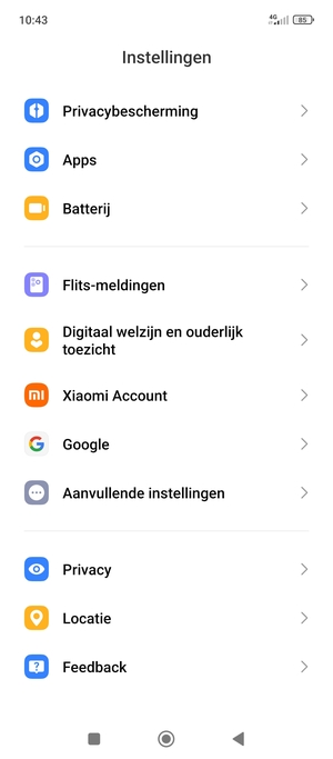 Scroll naar en selecteer Aanvullende instellingen
