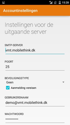 Voer Uitgaand serveradres in