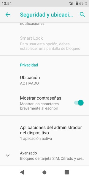 Desplácese y seleccione Ubicación