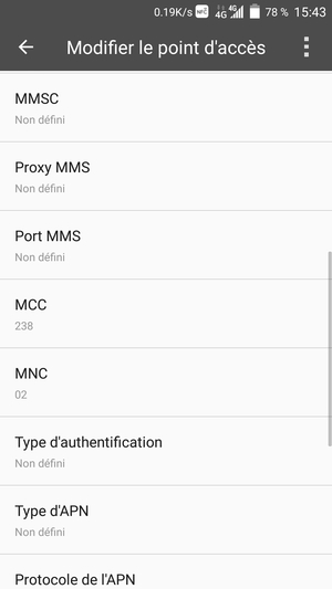 Faites défiler vers le bas et saisissez les informations MMS
