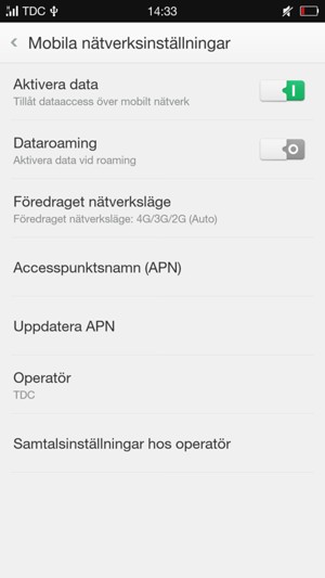 Välj Accesspunktsnamn (APN)